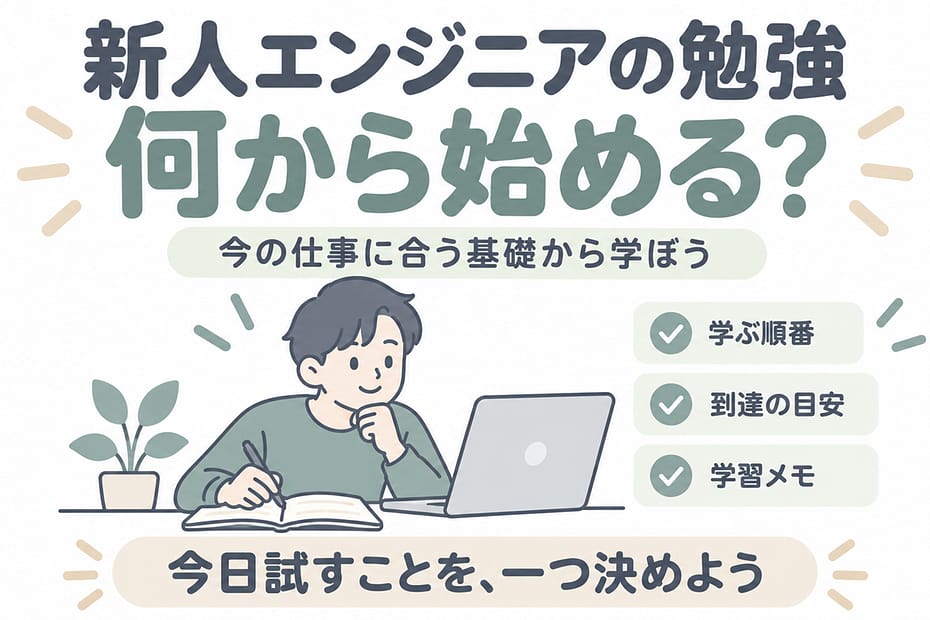新人エンジニアの勉強は何から始めるか。仕事に合う基礎を選び、今日試すことを一つ決める